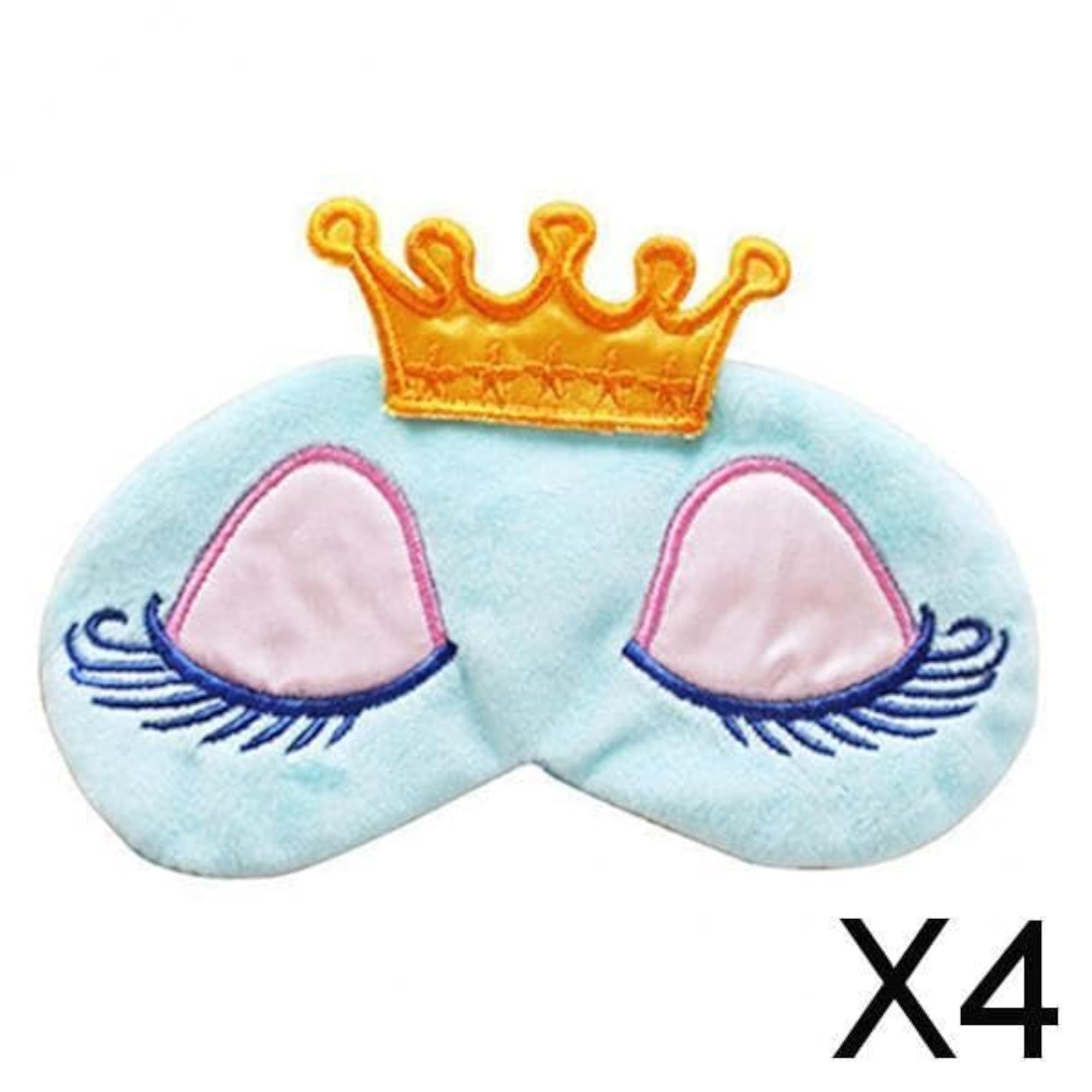 Cartoon Crown Eyelash Sleep Mask Set, 4PCS Satin Eye Shade